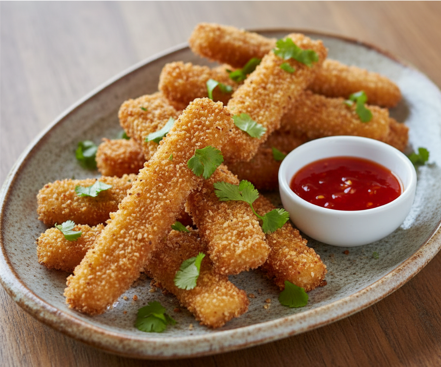 Crispy fried walleye fingers served with sweet chili dipping sauce - walleye recipe